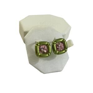 Swarovski Dulcis stud earrings Cushion cut, Green New